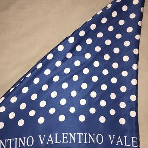 Blue & White Polka Dot Silk Valentino Scarf